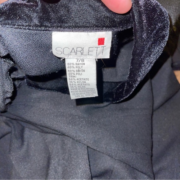 Scarlett Women’s 2 Pc Skirt Set Black Velvet Cuffs Neck Buttons Size 7/8 Vintage - Picture 10 of 11